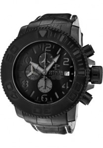 Invicta Men's Reserve Automatic Chronograph Black Dial Black Calf Leather